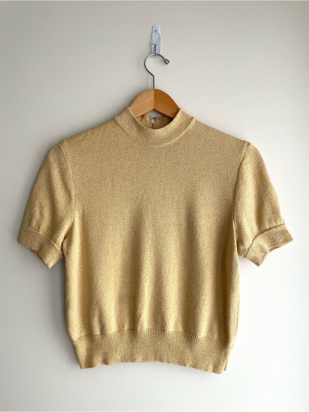 St. John Metallic Gold Knit Tee